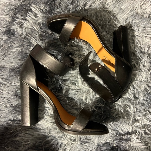 Faux Leather Chunky Heels - Black
